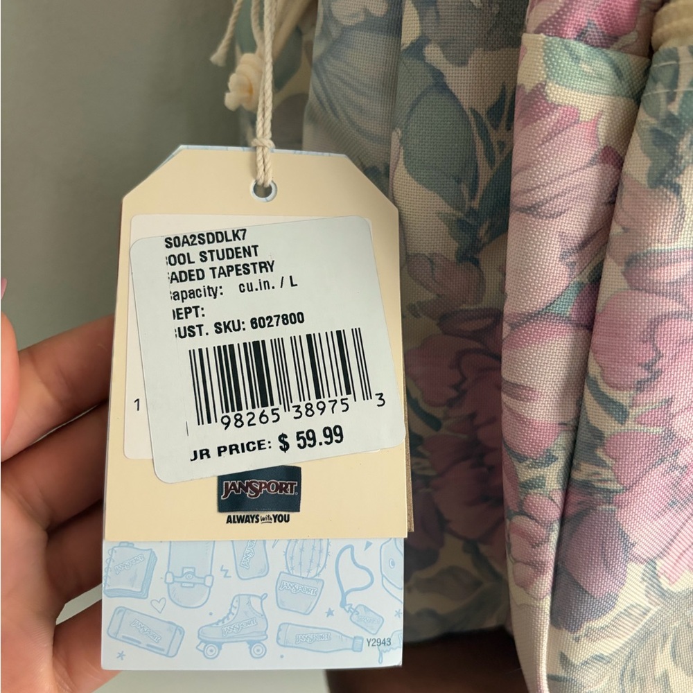 Jansport Floral Backpack - Pink and Blue - Picture 3 of 10